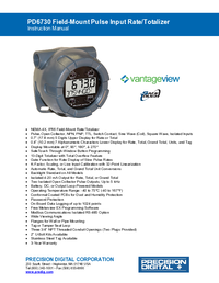 Thumbnail of document Manual - PD6730 Vantageview NEMA 4X Pulse Input Rate/Totalizer